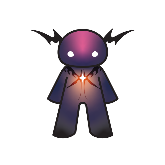 Dark colorway with bat wings and an orange burst breaking through the cape.