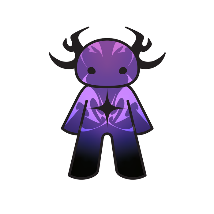Purple colorway with curled antlers and a marbled cape.