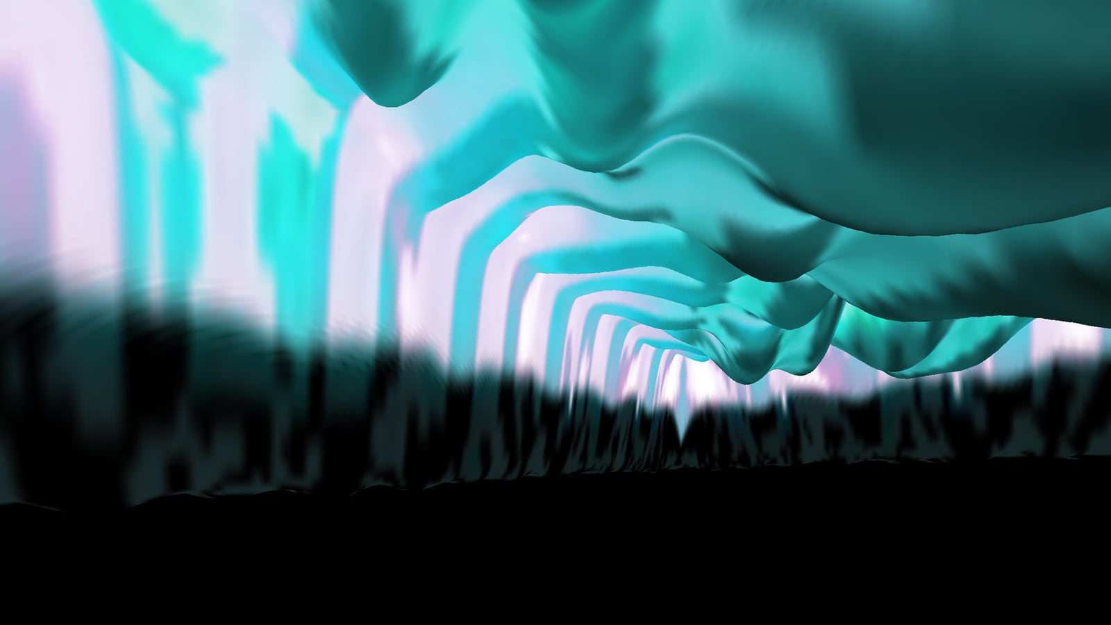 A teal smear dragged across black.