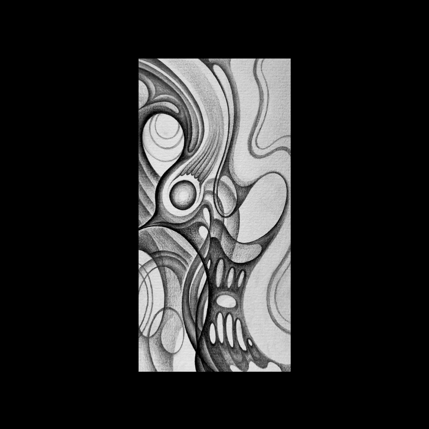 An ornate vertical panel of shells, eyes, and coiling forms.